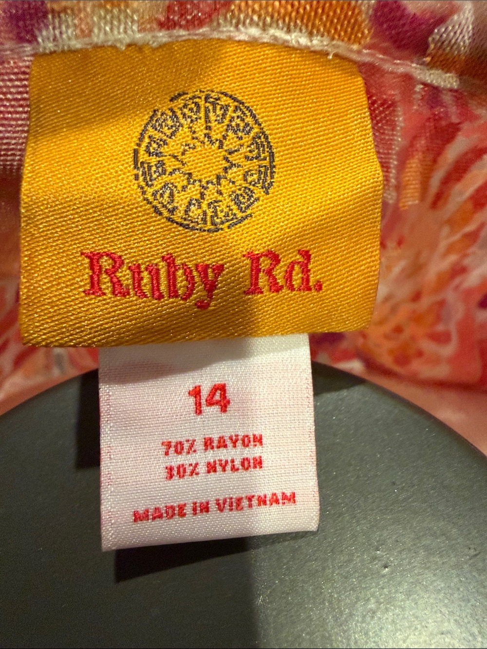 Ruby Rd. Vibrant Orange & Pink Patterned Button-Up Blouse - Picture 5 of 9